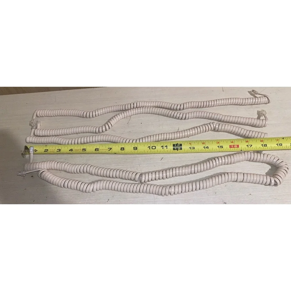 5 Vintage Beige Colored Phone Handset Cord for Landline Receiver